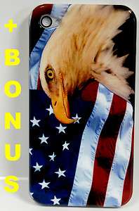 American Flag Eagle iPhone 4 Case AT&T Hard Back Case +FREE SCREEN 