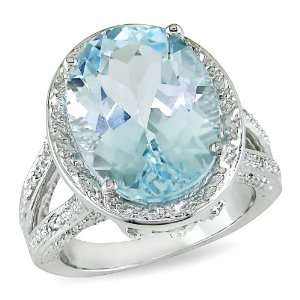  11 ct.t.w. Blue and White Topaz Fashion Ring in Silver 