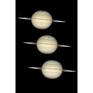 Hubble Space Telescope Astronomy Poster Print   Saturn Three Images 
