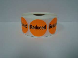 1000 1.5 Round Orange Reduced Price Labels Stickers  
