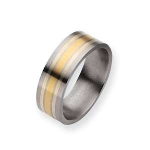  14k Gold and Sterling Silver Inlay 8mm Satin Band Size 14.25 Jewelry