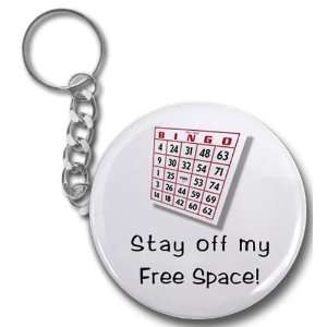 Creative Clam Stay Off My Free Space 2.25 Inch Button Style Key Chain