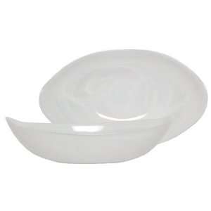  Art Glass White Small Boat Bowl 9 1/2x6x2 3/4 Set of 