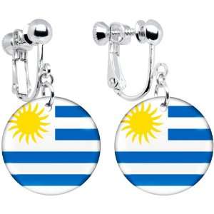 Uruguay Flag Clip on Earrings