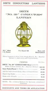 Dietz No. 39 Brass Conductors Lantern with Clear Globe  