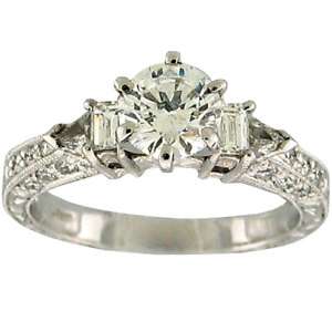 27ct Round Diamond w/ Accent Engagement Platinum Ring  