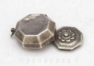 Antique rare small octagonal silver spice box, Rajastan India 1900 
