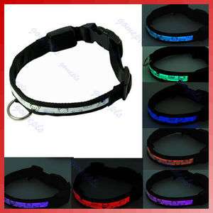 Nylon 7 Color LED Flash Light Pet Dog Cat Safety Collar  