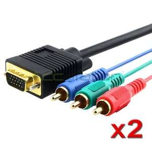 LOT 3 FT VGA TO 3 RCA COMPONENT CABLE FOR PC RGB TV  