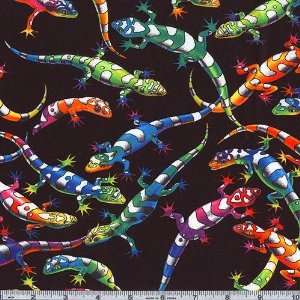  45 Wide Neon Gecko Black Fabric By The Yard Arts 
