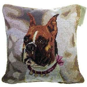 Boxer Dog Needlepoint Decorative Throw Pillow   14