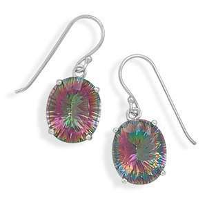  Mystic Topaz Oval Prong Set Rhodium on Sterling Silver 