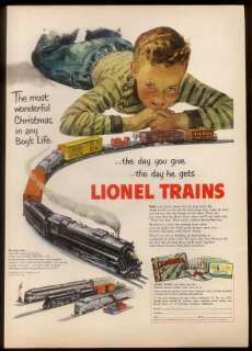 1951 Lionel electric toy train set vintage Christmas print ad  