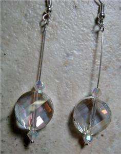 SPARKLY FACETED CRYSTAL SWAROVSKI STERLING SILVER EARRINGS HOLIDAYS 