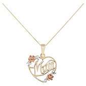 9ct 3 Colour Gold Diamond Mum Pendant