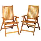 Walker Edison Set of 2 Outdoor Patio Wood Chairs with Seat Cushions