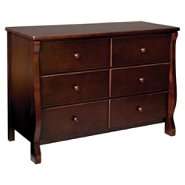   Childrens Eclipse 6 Drawer Double Dresser Black Cherry 