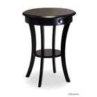   20227 Black Beechwood ROUND ACCENT TABLE WITH ONE DRAWER ONE SHELF