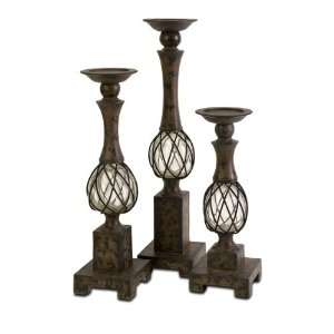   Kinder Tuscany Blown Glass Pillar Candle Holders 23