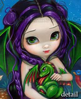 Dragon Garden 3 gothic fairy fantasy art fae BIG PRINT  