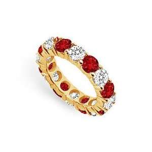  Diamond and Ruby Eternity Band  14K Yellow Gold 5.00 CT 