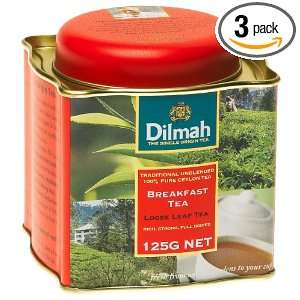 Dilmah Tea, Breakfast Tea, Loose Leaf, 4.4 Ounce Tins (Pack of 3 