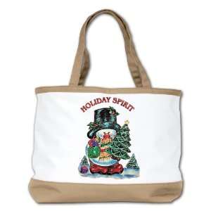  Shoulder Bag Purse (2 Sided) Tan Christmas Spirit Snowman with Tree 