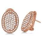 Allurez French Clip Pave Set Diamond Oval Earrings 14k Rose Gold (2 