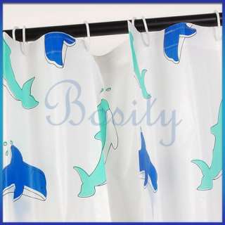 Waterproof Dolphin/Check Bathroom Shower Curtain 72x69  