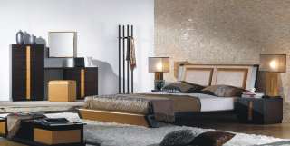 Modern Zen Leather Headboard Bed Bedroom Furniture Set  