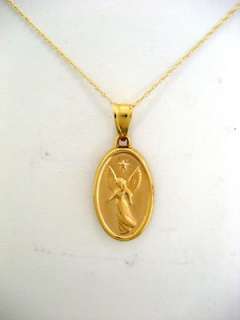14k Real Yellow Gold Angel Charm Pendant Necklace New  
