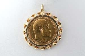   British .917 Gold Sovereign Pendant 22K YG Coin Charm 14K Bezel  
