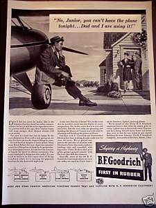 1942 B.F. Goodrich Silvertown Tires Planes WWII ad  
