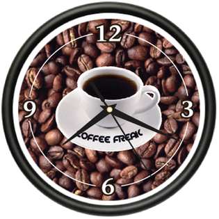 COFFEE Wall Clock shop cafe kitchen beans java mug 