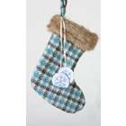 Sterling 10 Rustic Black, White & Teal Plaid Christmas Stocking with 