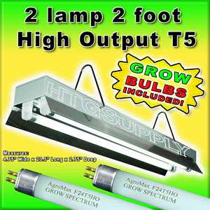 Lamp T5 2 GROW LIGHT w VEG BULBS lamps 6400K 24 HO fluorescent 