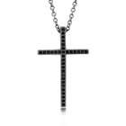 Black Rhodium Plated Sterling Silver Cross Pendant Necklace   Jewelry 