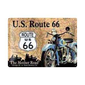  Route 66 Motorbike / Map embossed metal sign