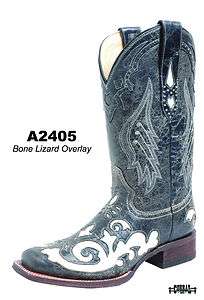 Corral Womens Genuine Lizard/Leather Boots Black/Bone A2405 All Sizes 