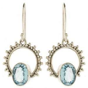  Sterling Silver & Blue Topaz Earrings Jewelry