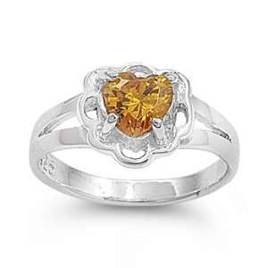   Yellow Topaz Heart CZ Stone   Packaged in Gift Pouch   Size 1 Jewelry
