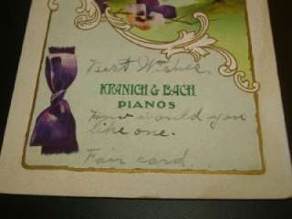 1911 KRANICH & BACH PIANOS Antique Advertising Postcard  