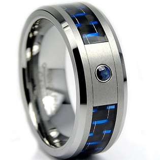  Mens Tungsten Carbide Sapphire Black and Blue Carbon 