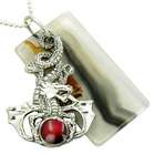   Amulets Magic Circle of Protection Dragon Agate Amulet Silver Necklace