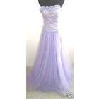   Ruffle Strapless Lace Bodice Full Tulle Bottom Formal Dress (Size 8