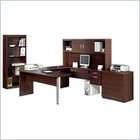  Home Office Set with Hutch, Filing Cabinet and Bookcase in Mahogany