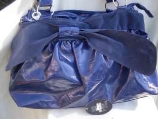 NWD Beautiful Albi Blue Hobo Handbag With Velvet Bow  