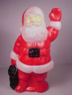 Vintage Christmas Santa waving light plastic Blow mold  