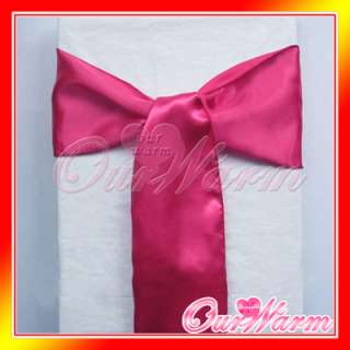 25 Hot Pink Satin Chair Sash Bow Wedding Party Colors  