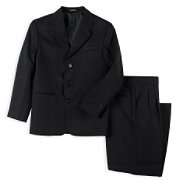 Dockers Boys Husky Solid Black Herringbone Suit 